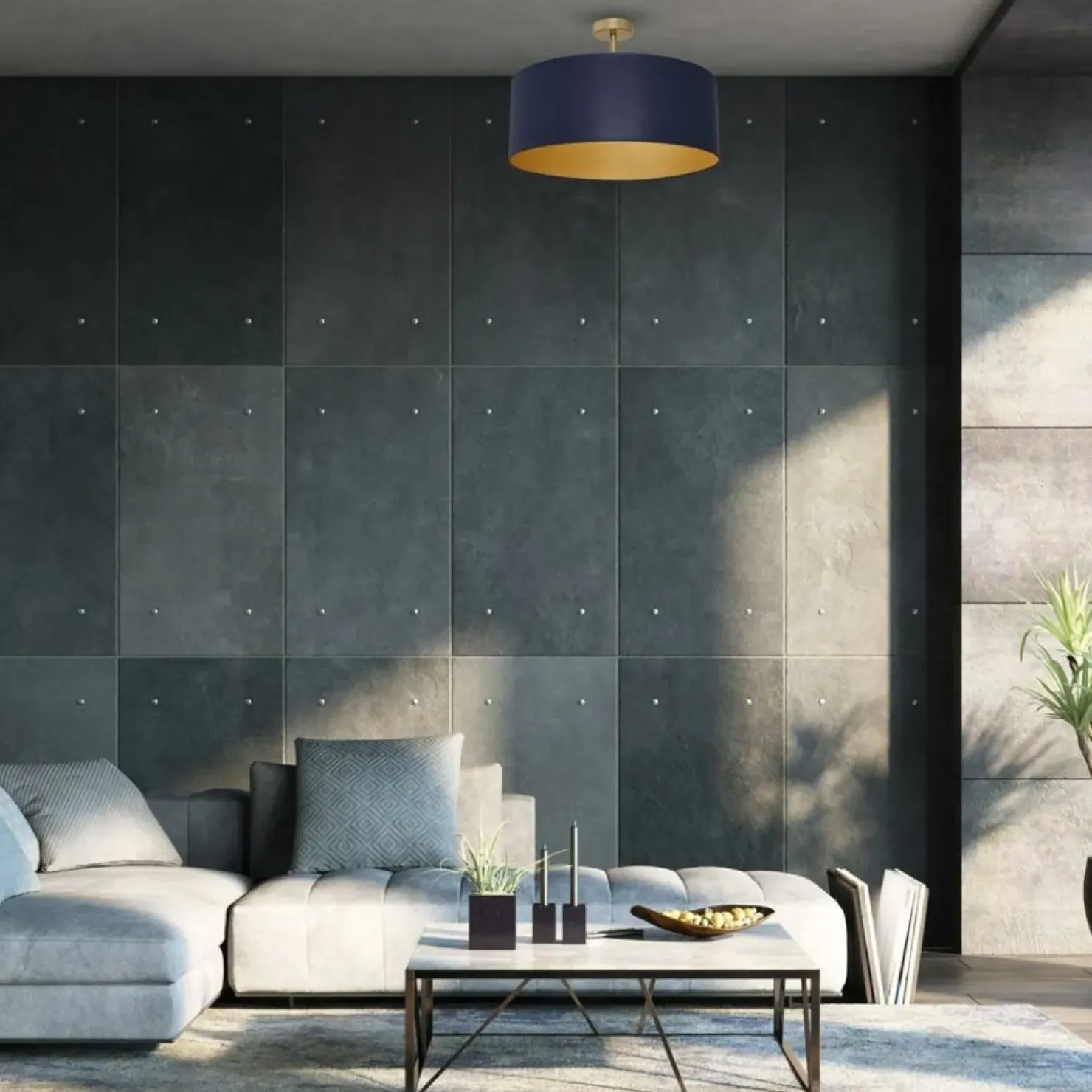 Shop Sklep Kaja Granatowo-złota lampa sufitowa, abażur MLP6457 z serii BEN | Kaja Oświetlenie