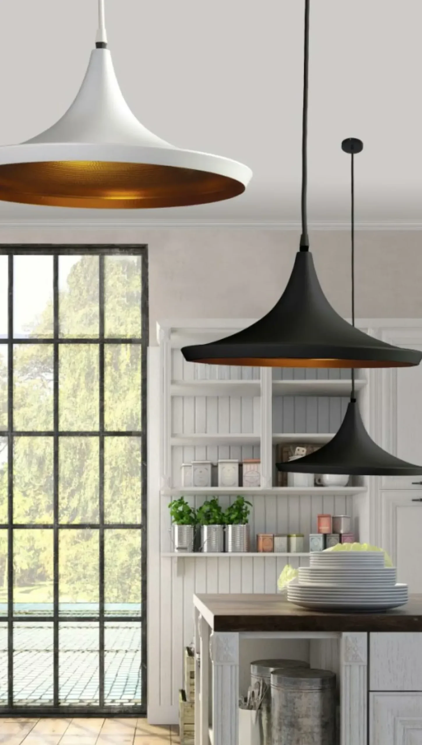 Store Sklep Kaja Industrialna czarno-złota lampa wisząca do kuchni AZ1407 CHINK | Kaja