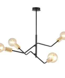 Sale Sklep Kaja Industrialna lampa sufitowa ze złotymi oprawkami 1125/4 BOLT | Kaja czarny