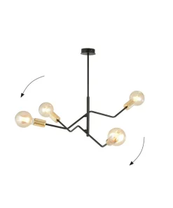 Sale Sklep Kaja Industrialna lampa sufitowa ze złotymi oprawkami 1125/4 BOLT | Kaja czarny