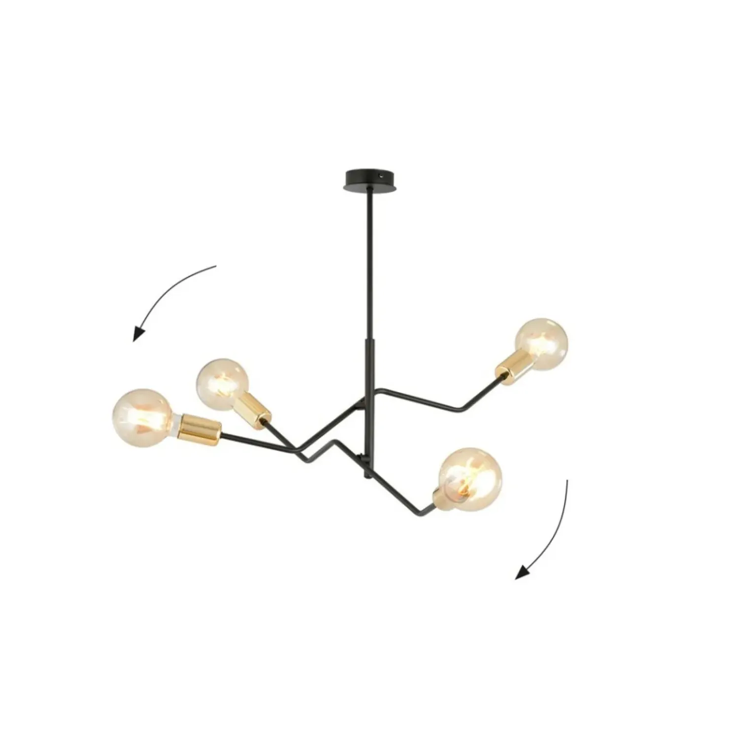 Sale Sklep Kaja Industrialna lampa sufitowa ze złotymi oprawkami 1125/4 BOLT | Kaja czarny
