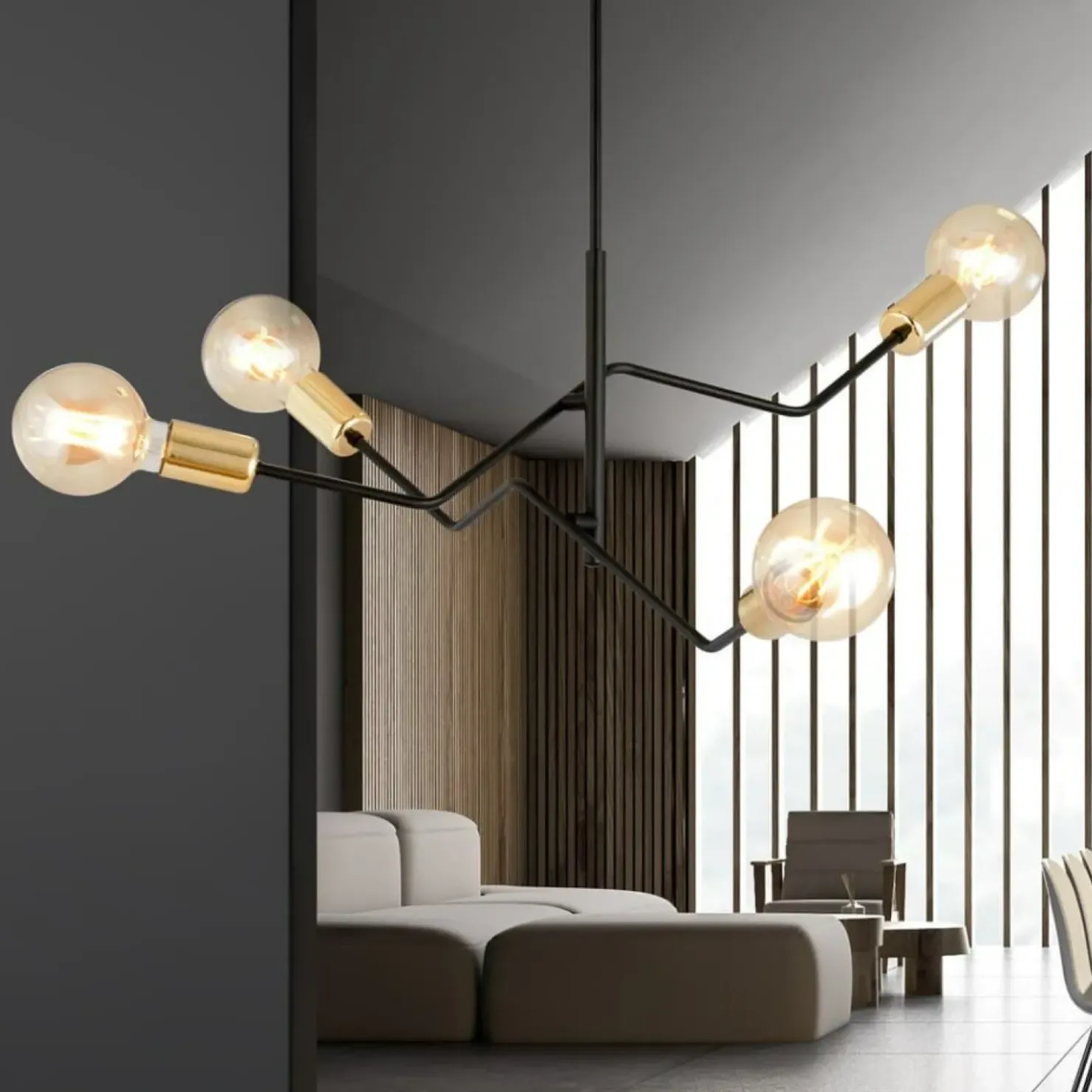 Sale Sklep Kaja Industrialna lampa sufitowa ze złotymi oprawkami 1125/4 BOLT | Kaja czarny