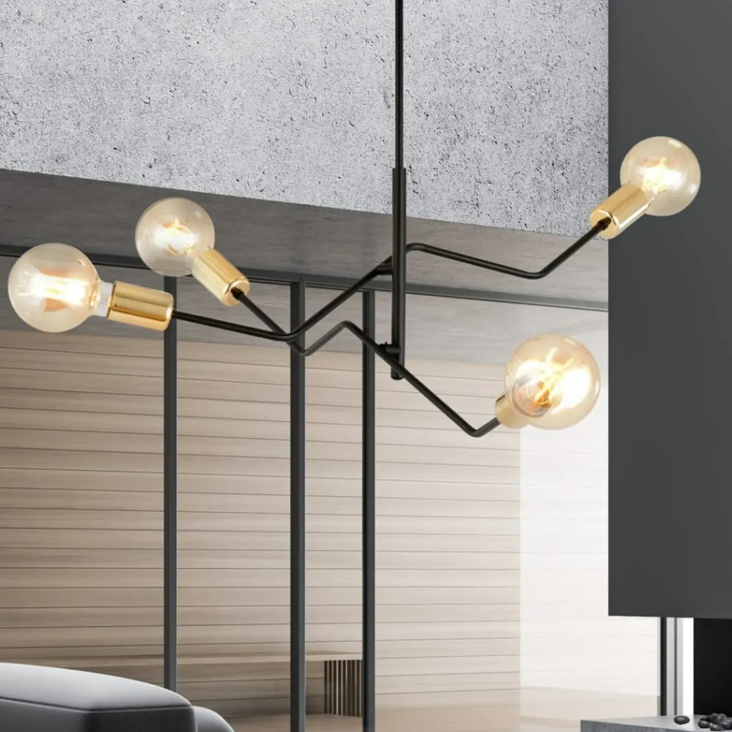 Sale Sklep Kaja Industrialna lampa sufitowa ze złotymi oprawkami 1125/4 BOLT | Kaja czarny
