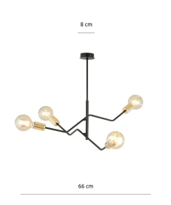 Sale Sklep Kaja Industrialna lampa sufitowa ze złotymi oprawkami 1125/4 BOLT | Kaja czarny