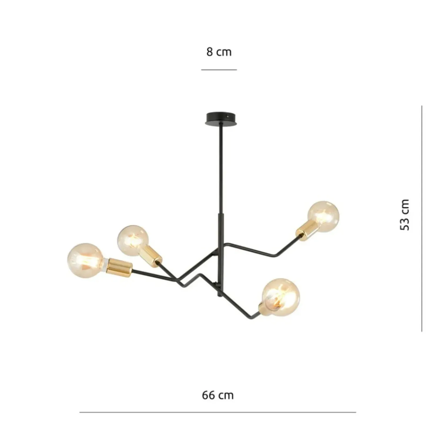 Sale Sklep Kaja Industrialna lampa sufitowa ze złotymi oprawkami 1125/4 BOLT | Kaja czarny