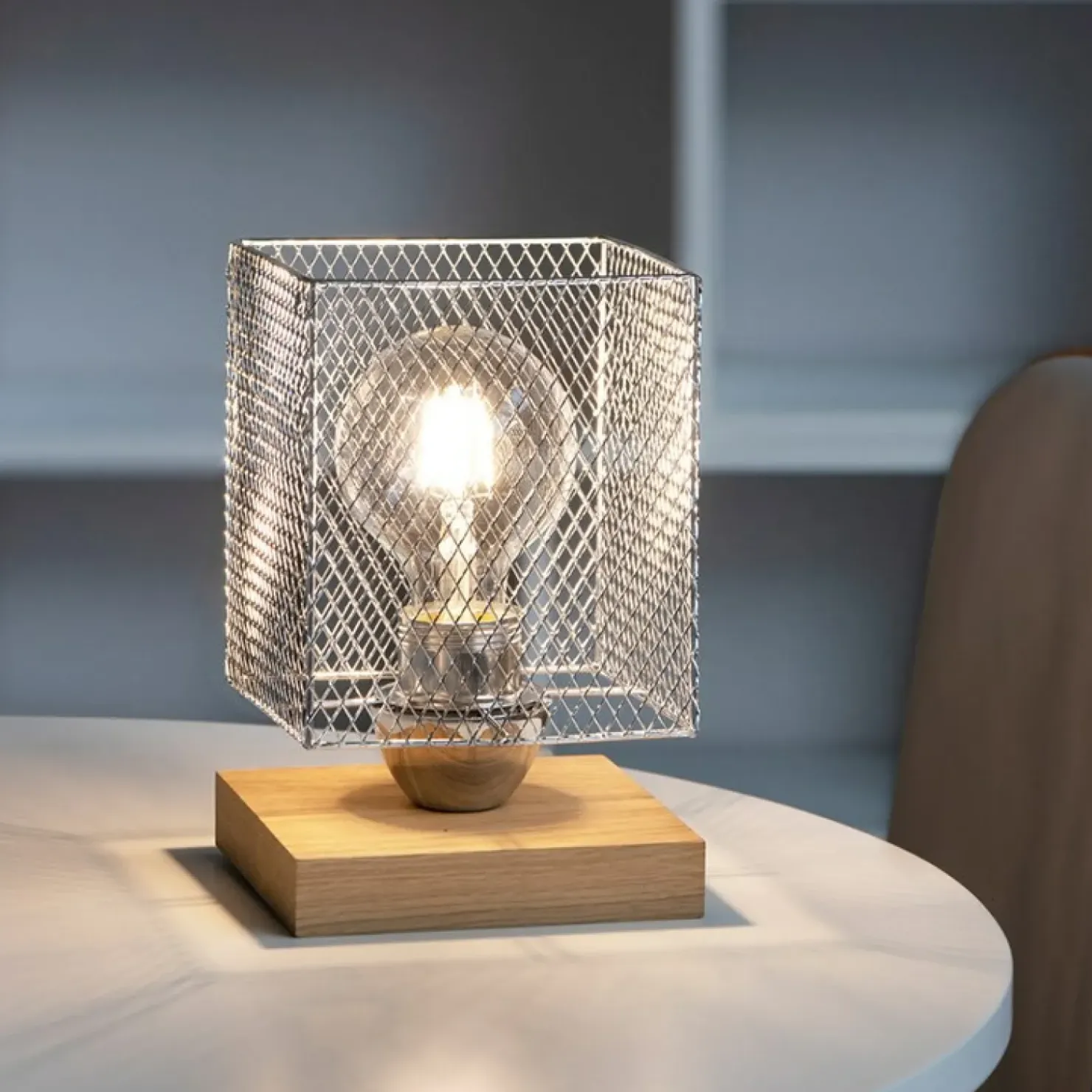 Industrialna, mała lampka stołowa 9175974 NORMAN WOOD | Kaja*Sklep Kaja Flash Sale
