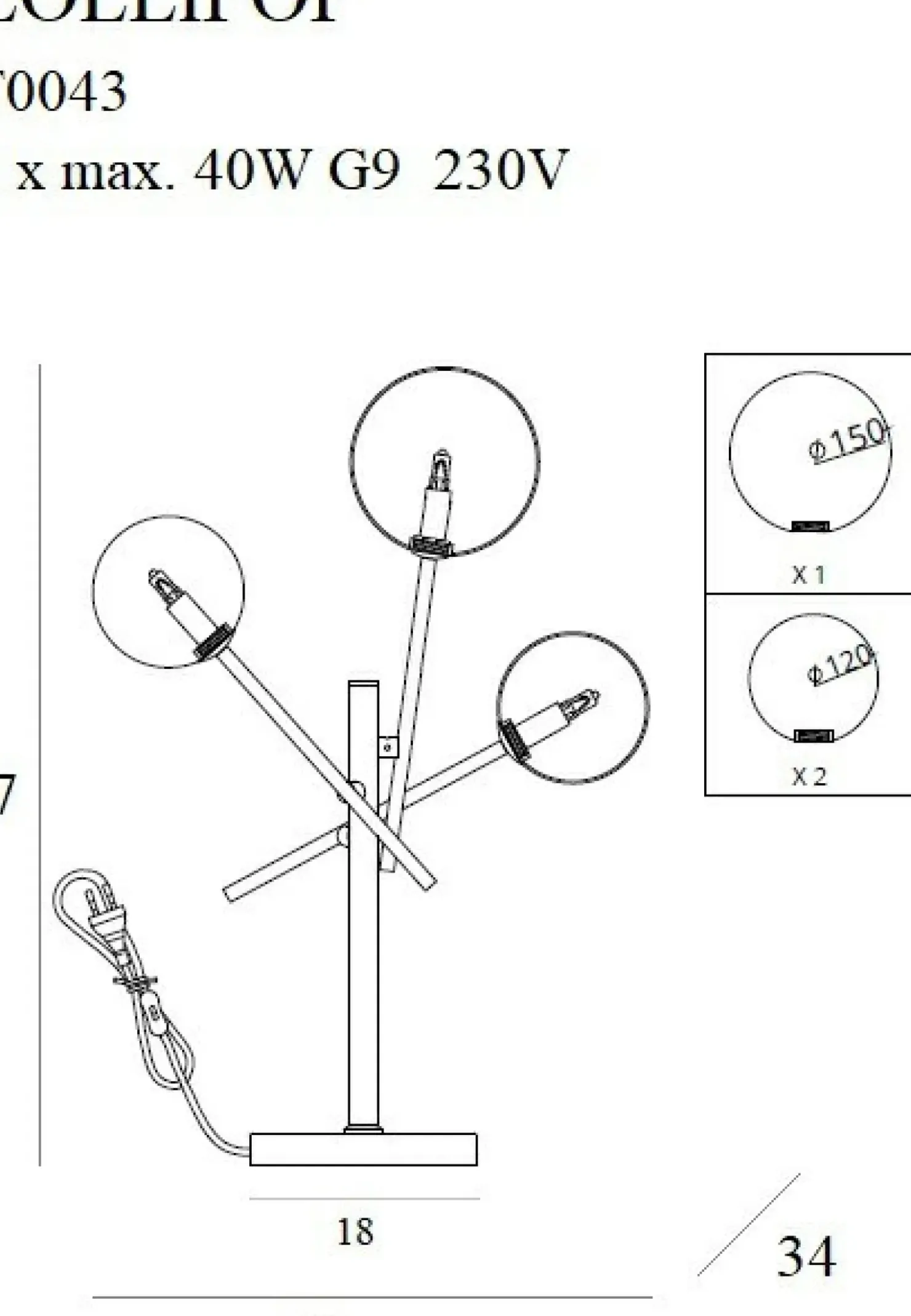 Industrialna, potrójna lampka stołowa MX T0043 LOLLIPOP | Kaja*Sklep Kaja New