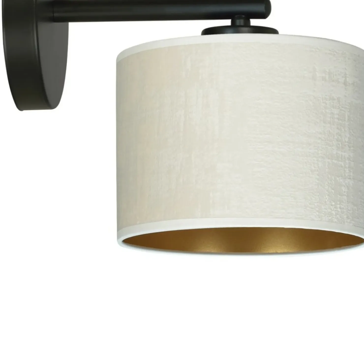 Klasyczna lampa ścienna z biało-złotym abażurem 1052/K1 HILDE | Kaja*Sklep Kaja Cheap