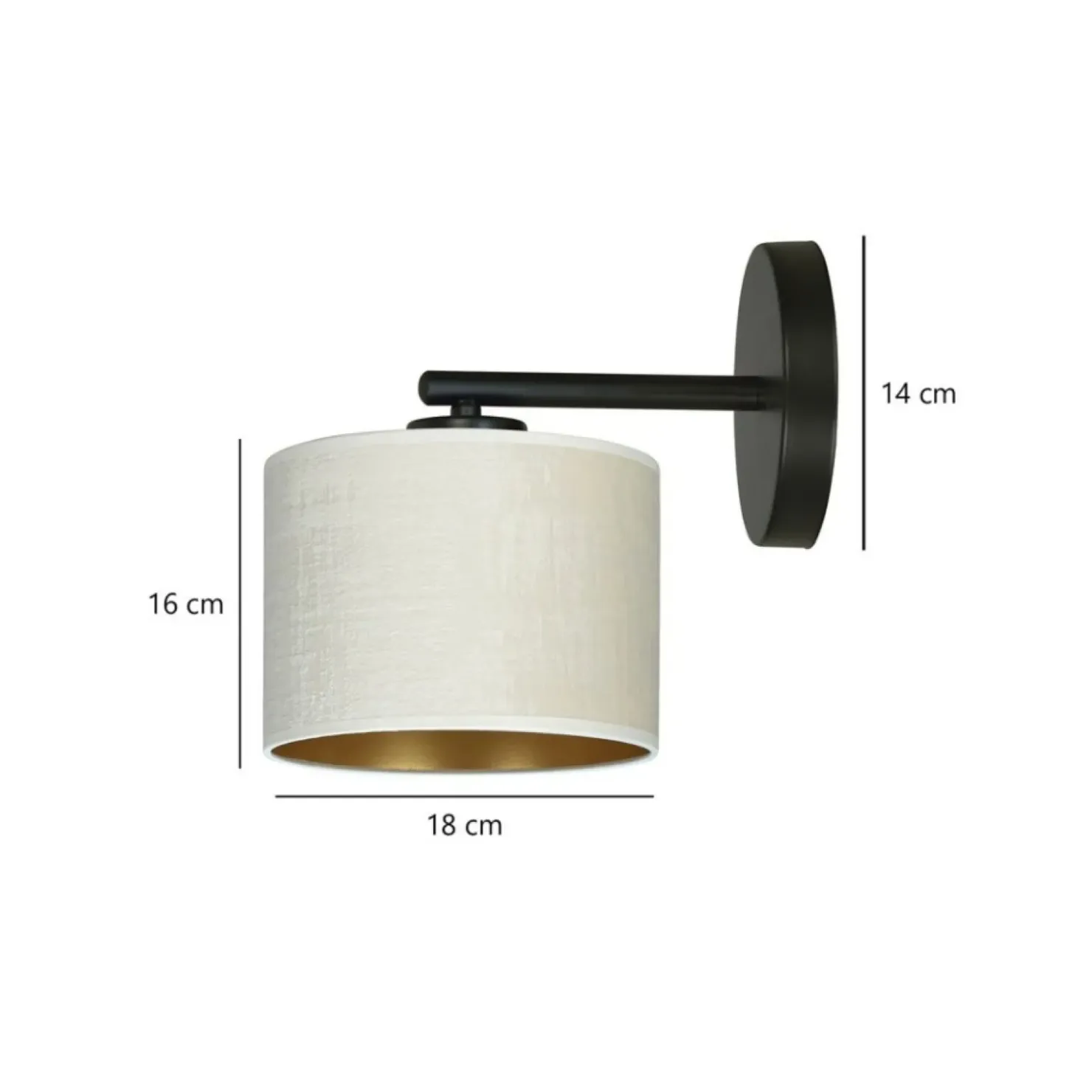 Klasyczna lampa ścienna z biało-złotym abażurem 1052/K1 HILDE | Kaja*Sklep Kaja Cheap