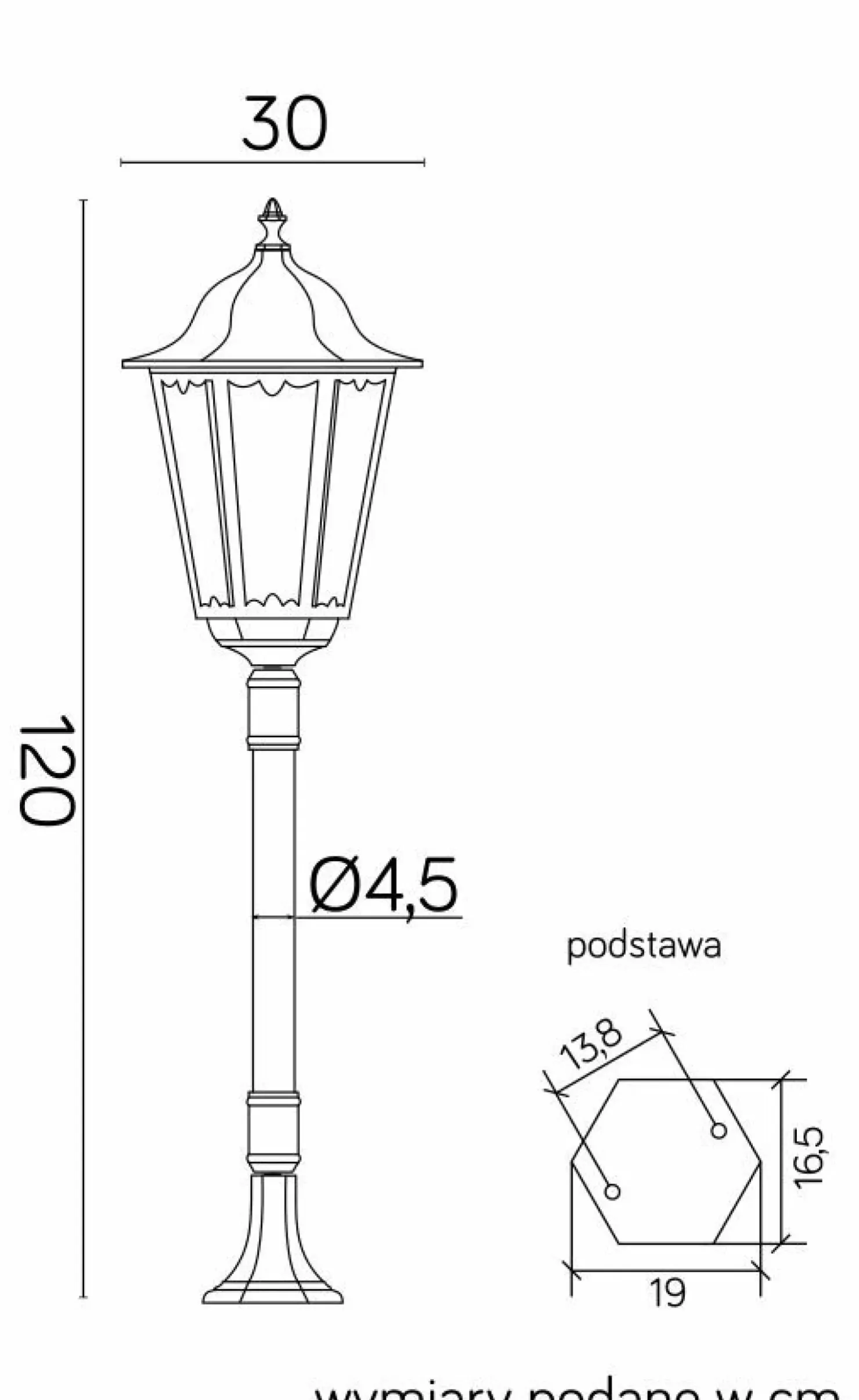 Klasyczna lampa ogrodowa, duży gwint K 5002/2/BD 45 z serii RETRO MAXI | Kaja Oś*Sklep Kaja Discount