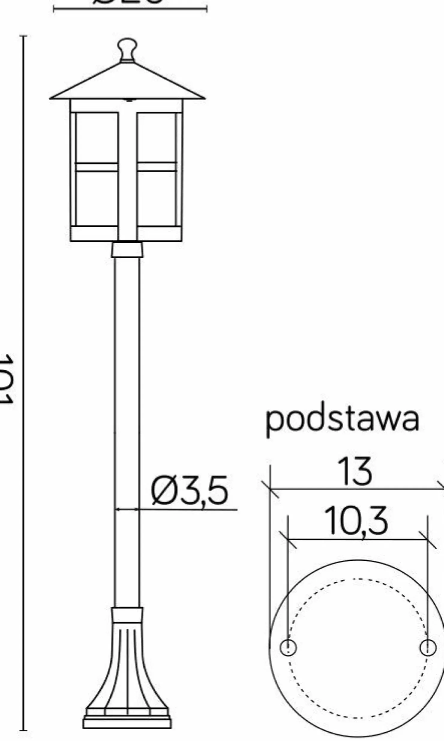 Klasyczna lampa ogrodowa o wysokości metra K 5002/2/TD z serii CORDOBA | Kaja Oś*Sklep Kaja Store