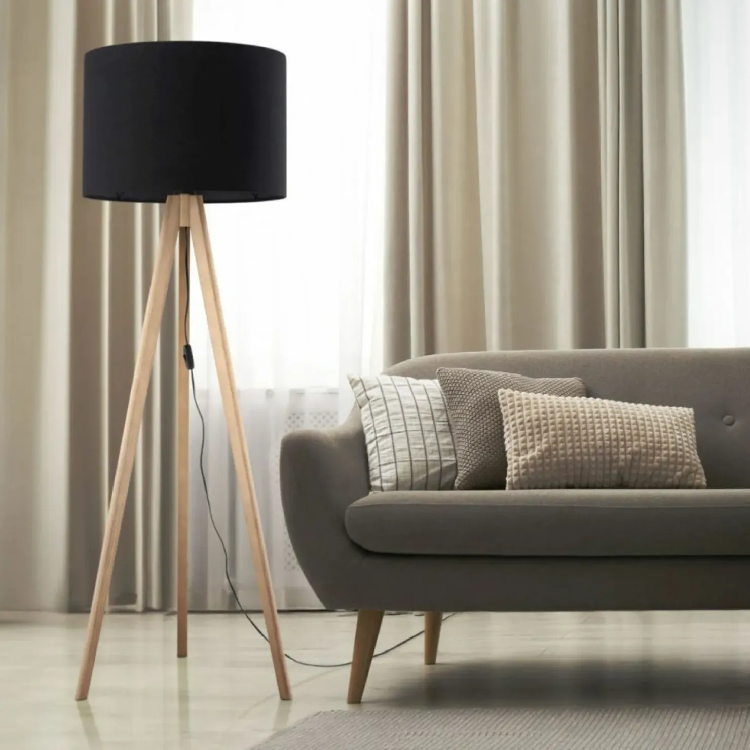 Klasyczna lampa podłogowa z abażurem TK 16008 GRAND SOSNA | Kaja*Sklep Kaja Cheap