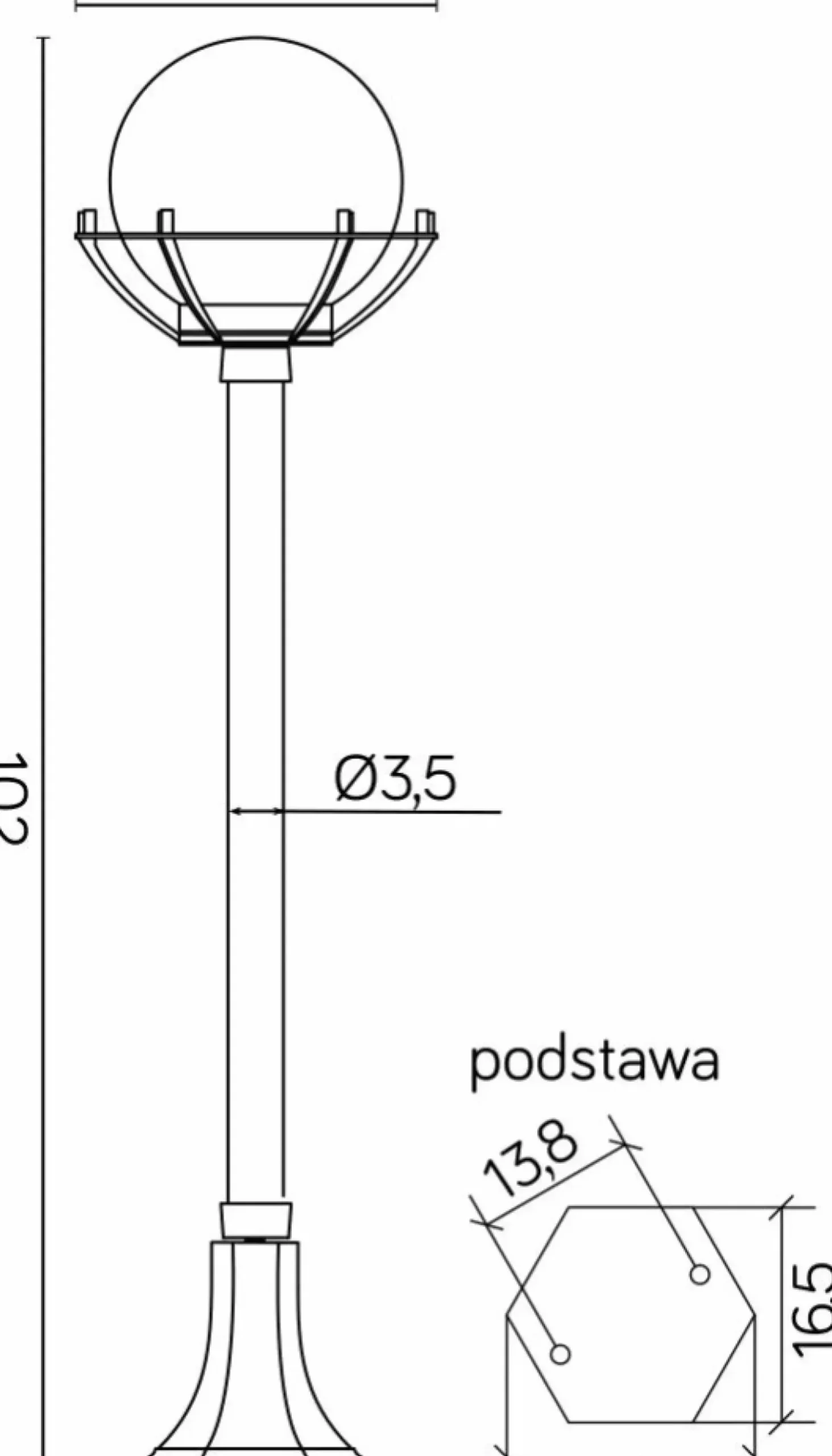 Klasyczna lampa stojąca, do ogrodu, gwint E27 K 5002/2/KPO*Sklep Kaja Clearance