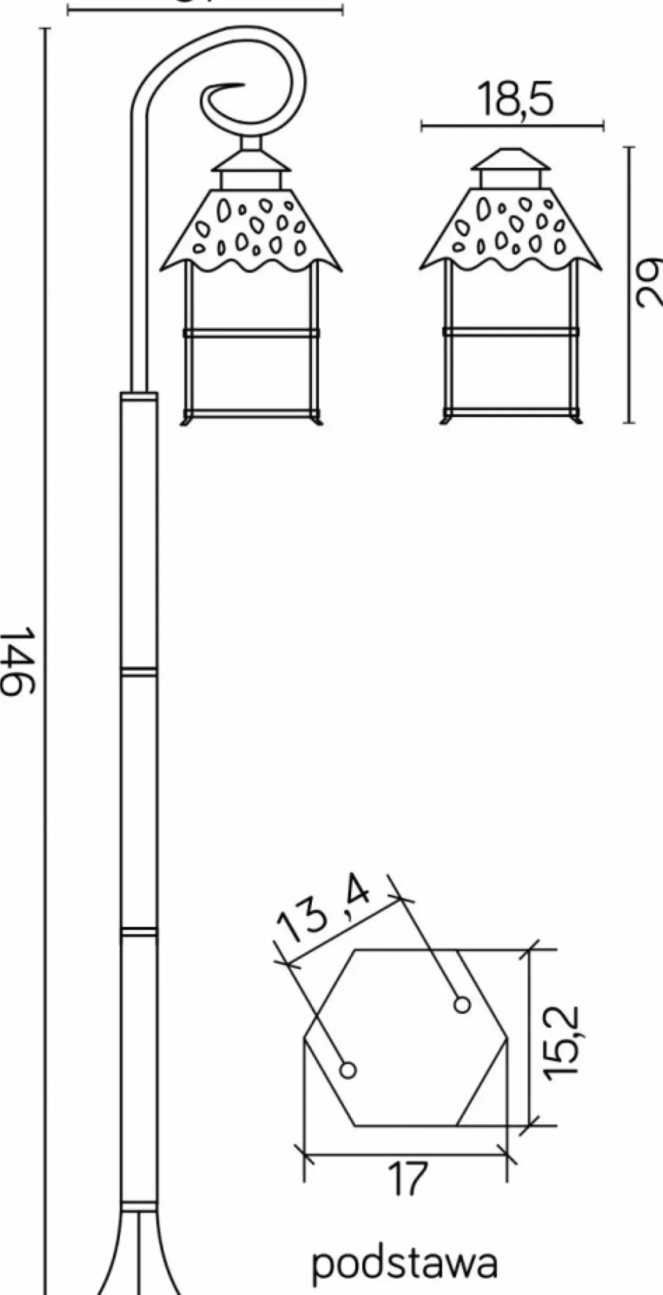 Klasyczna lampa stojąca, oświetlenie ogrodu K 5002/1/Z z serii CADIZ | Kaja Oświ*Sklep Kaja Outlet