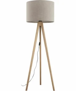 Klasyczna lampa stojąca, trójnóg z lnem TK 16021 GRAND SOSNA | Kaja*Sklep Kaja Outlet