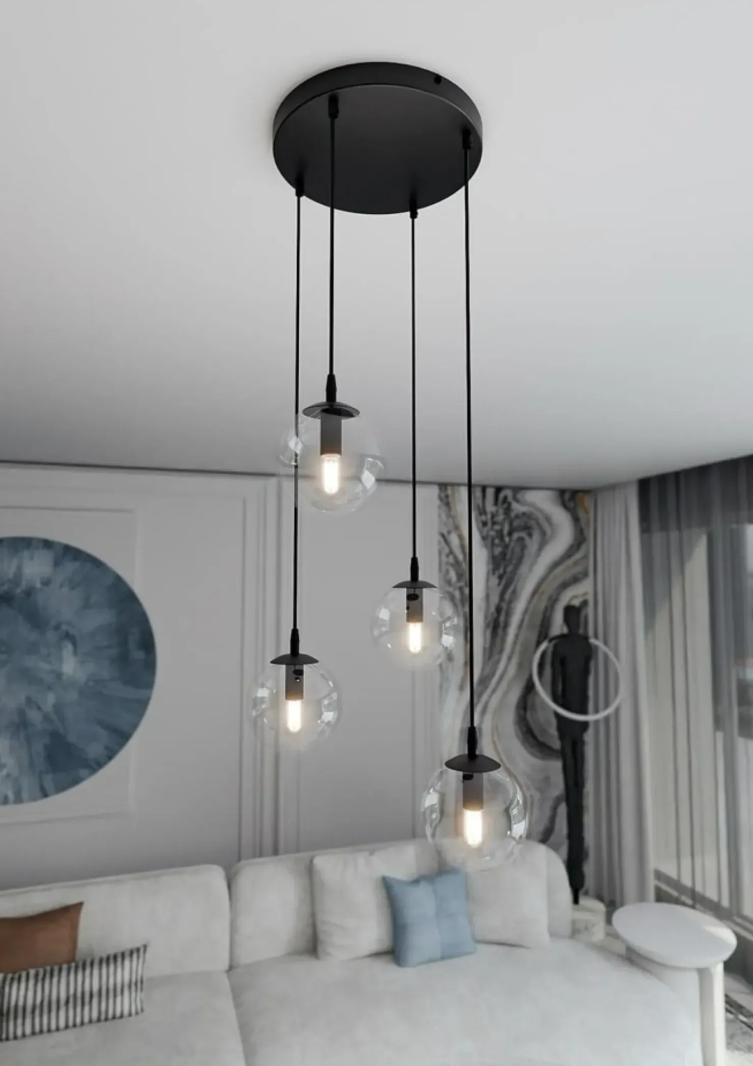 Cheap Sklep Kaja Klasyczna lampa wisząca z kulistymi kloszami 711/4PREM | Kaja