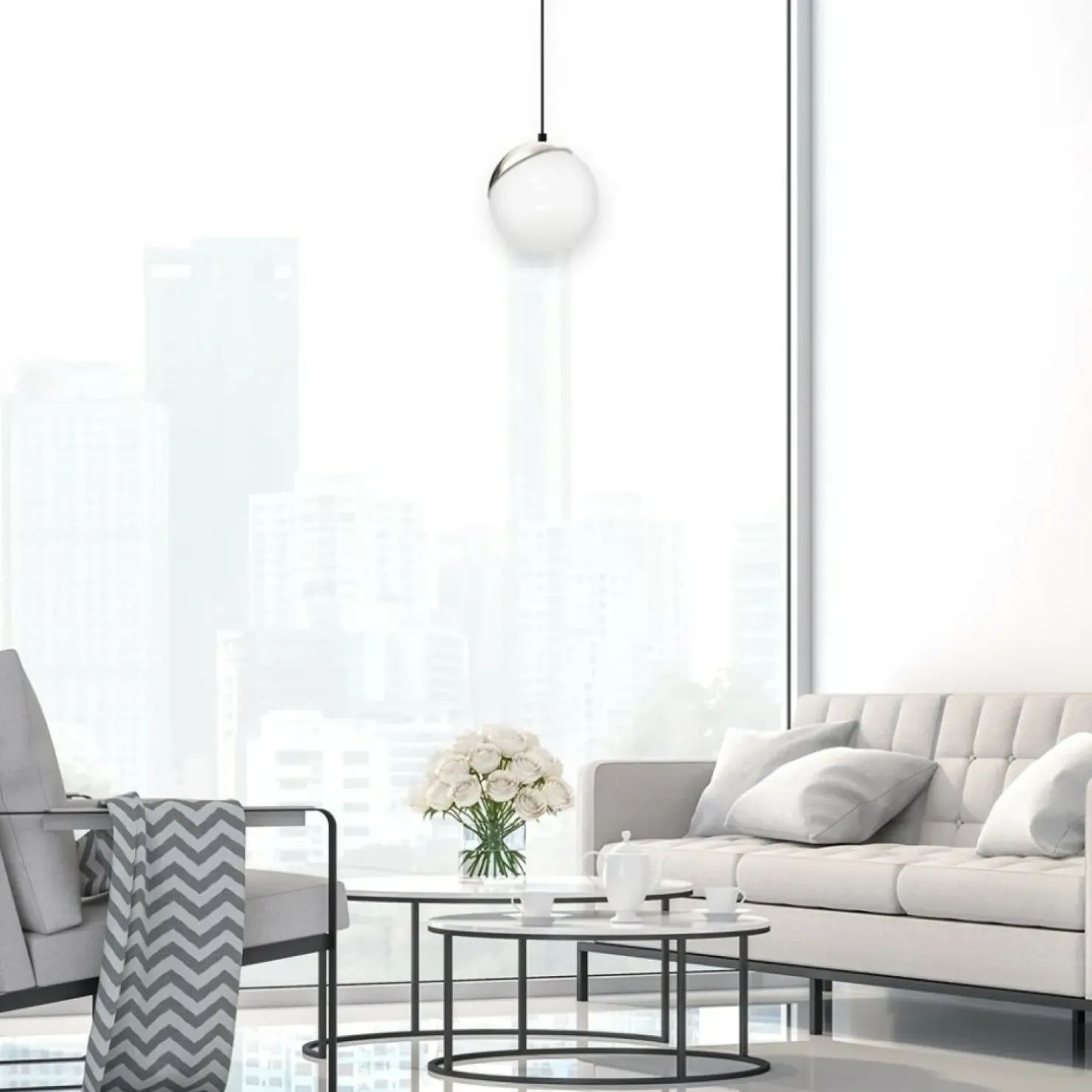 Fashion Sklep Kaja Klasyczna lampa wisząca z mlecznym kloszem MLP4673 z serii SFERA | Kaja Oświetle