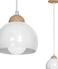New Sklep Kaja Klasyczna lampa wisząca z drewnianym elementem MLP6440 z serii DAMA | Kaja Oświe