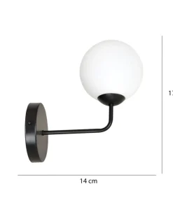 Klasyczny czarno-biały kinkiet kulisty klosz 670/K1 | Kaja Oświetlenie*Sklep Kaja Discount