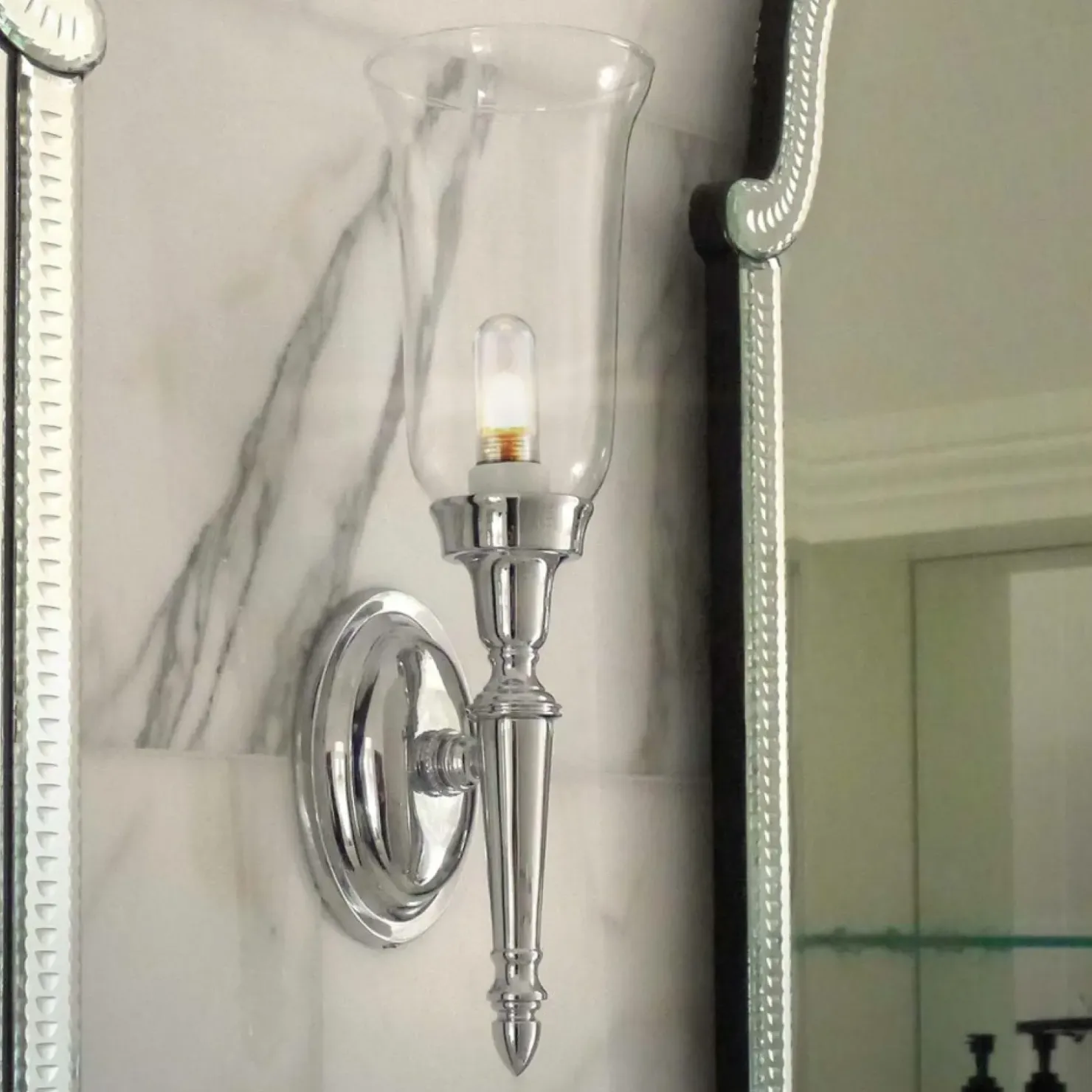 Klasyczny kinkiet w kolorze niklu BATH-DRYDEN2-PN z serii DRYDEN*Sklep Kaja New