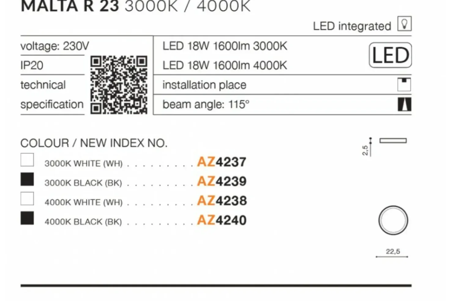 Klasyczny okrągły plafon LED 3000K AZ4237 MALTA | Kaja*Sklep Kaja Outlet