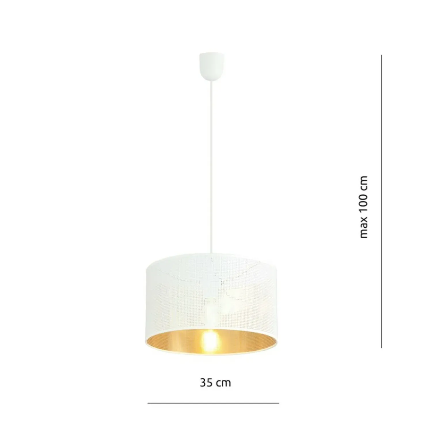Store Sklep Kaja Klasyczny zwis z biało-złotym abażurem 1147/1 ASTON | Kaja Oświetlenie
