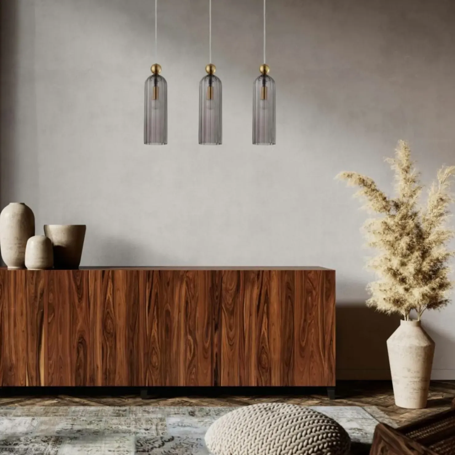 Clearance Sklep Kaja Klimatyczna lampa wisząca nad stół LP-939/3L SMOKED z serii PIEGA
