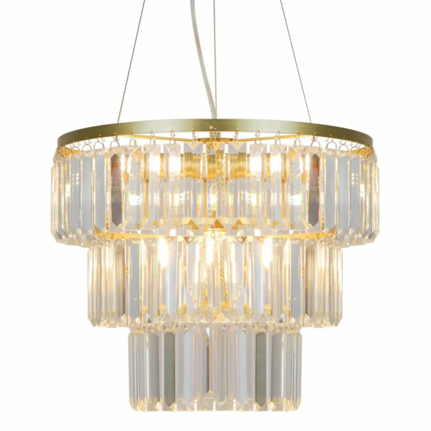 Fashion Sklep Kaja Kryształowa lampa wisząca do salonu P17127-4-1GD TIFANNY | Kaja