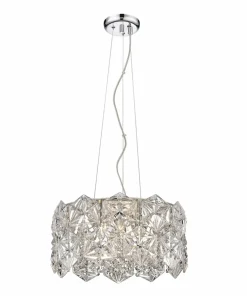 Clearance Sklep Kaja Kryształowa, srebrna lampa do salonu P0534-05C-F4AC DAVI | Kaja