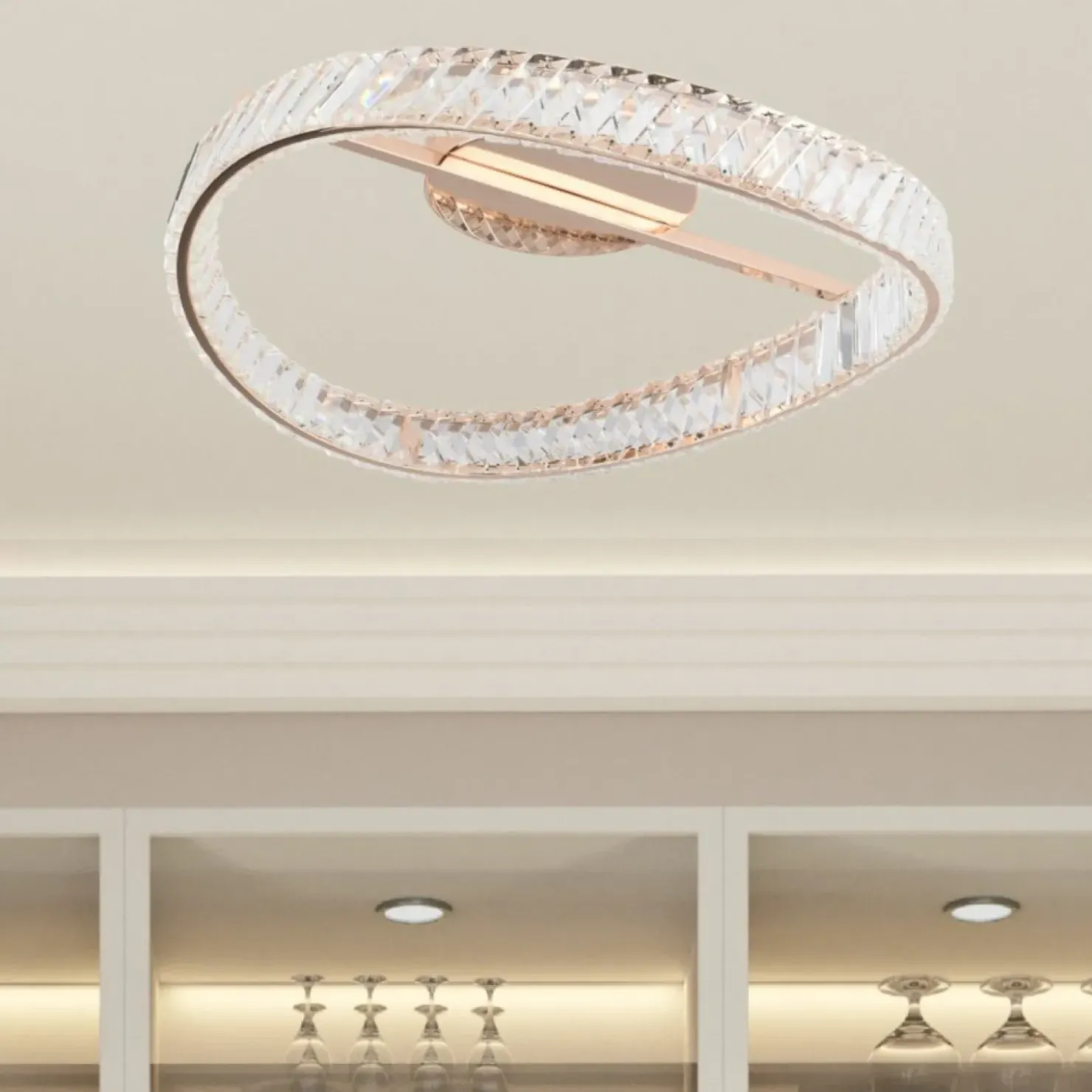 Kryształowa, złota lampa sufitowa LED MX3317-1-3GT GANO | Kaja*Sklep Kaja Sale