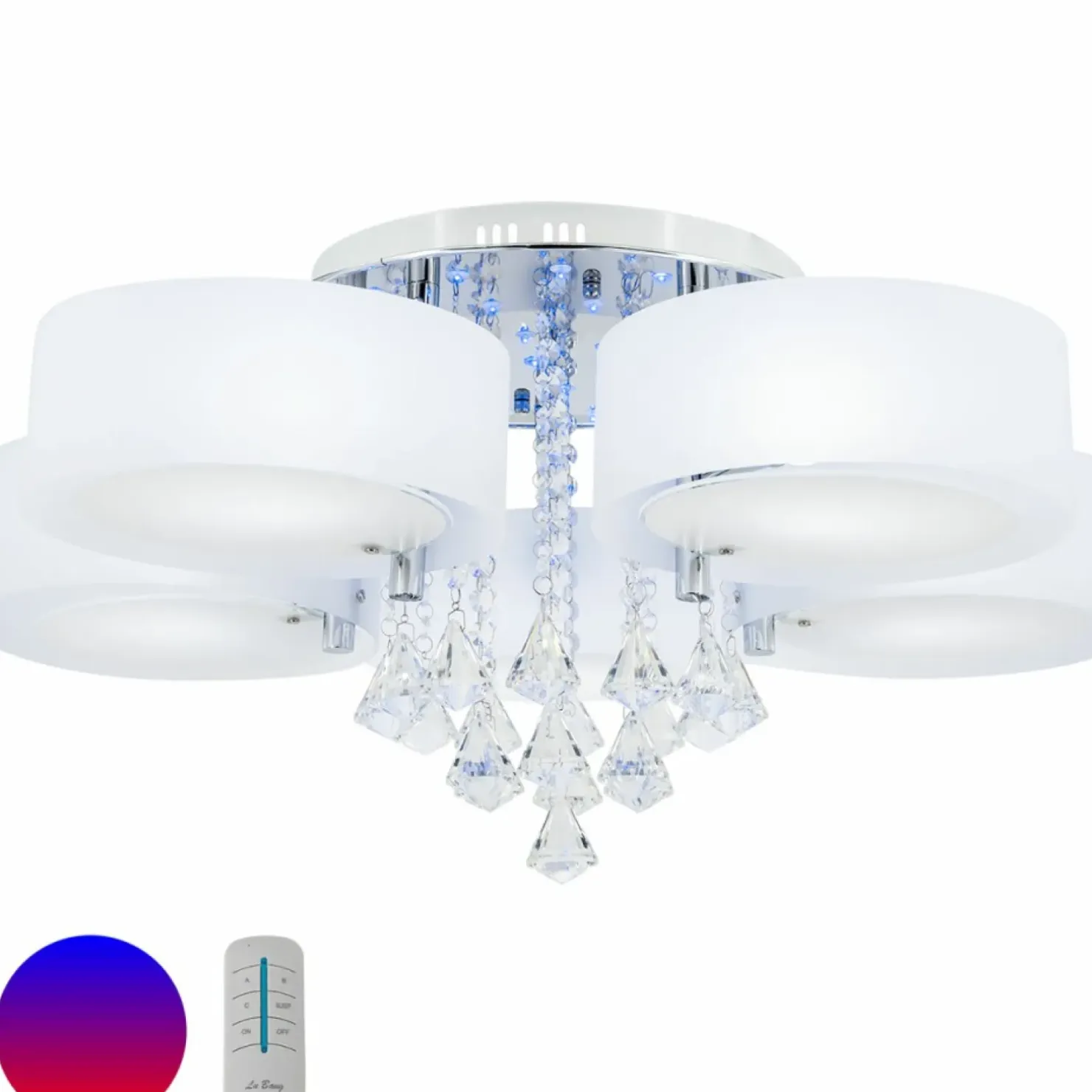Outlet Sklep Kaja Kryształowy żyrandol z kolorowymi LEDami DRS8006/5 8C | Kaja chrom