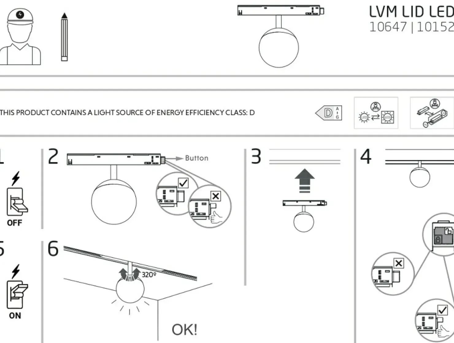 Kulista lampa do szyny magnetycznej 1F 10152 LVM LID LED | Kaja*Sklep Kaja Sale