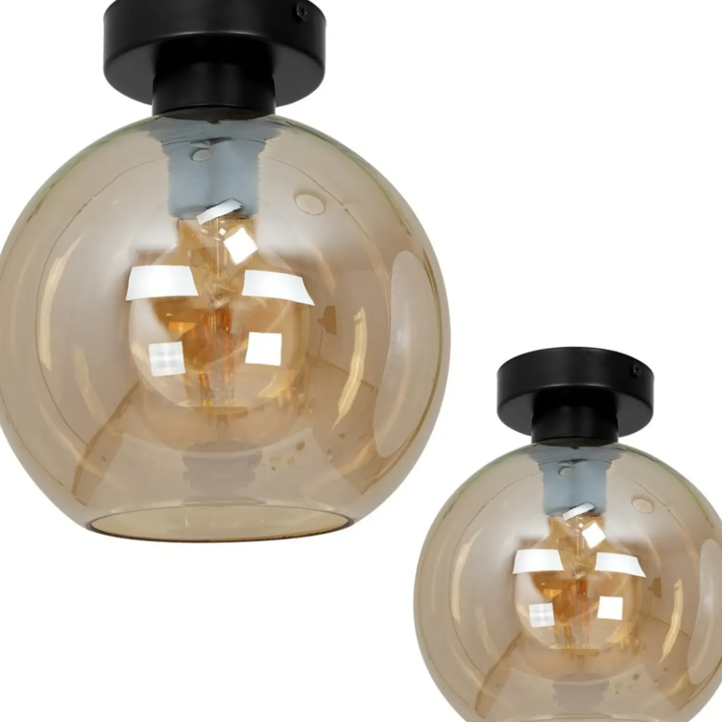 Kulista lampa sufitowa z bursztynowym kloszem MLP6575 SOFIA | Kaja*Sklep Kaja New