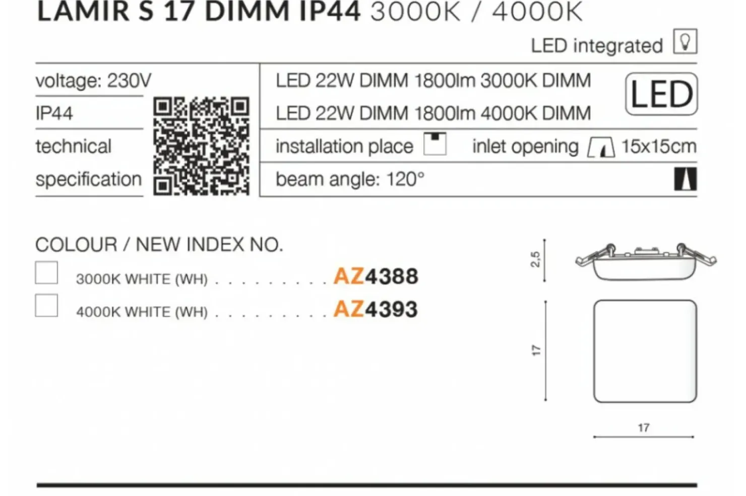 Kwadratowa biała lampa LED do łazienki AZ4388 LAMIR | Kaja Oświetlenie*Sklep Kaja Store
