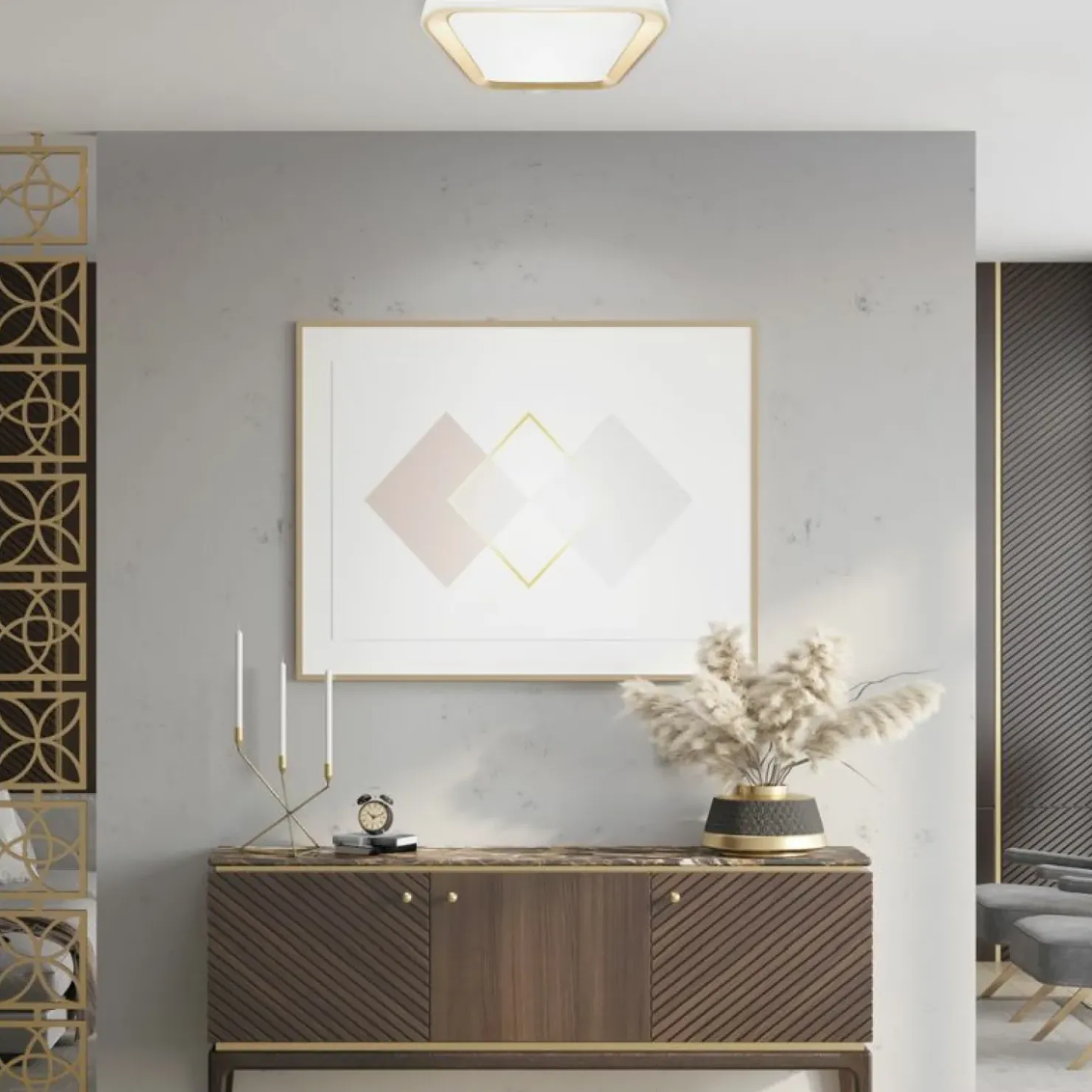 Kwadratowa lampa sufitowa LED do salonu ML7930 QUADRO | Kaja*Sklep Kaja Discount