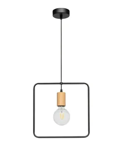 New Sklep Kaja Kwadratowa lampa wisząca z drewnianą oprawką 1651174 CARSTEN | Kaja