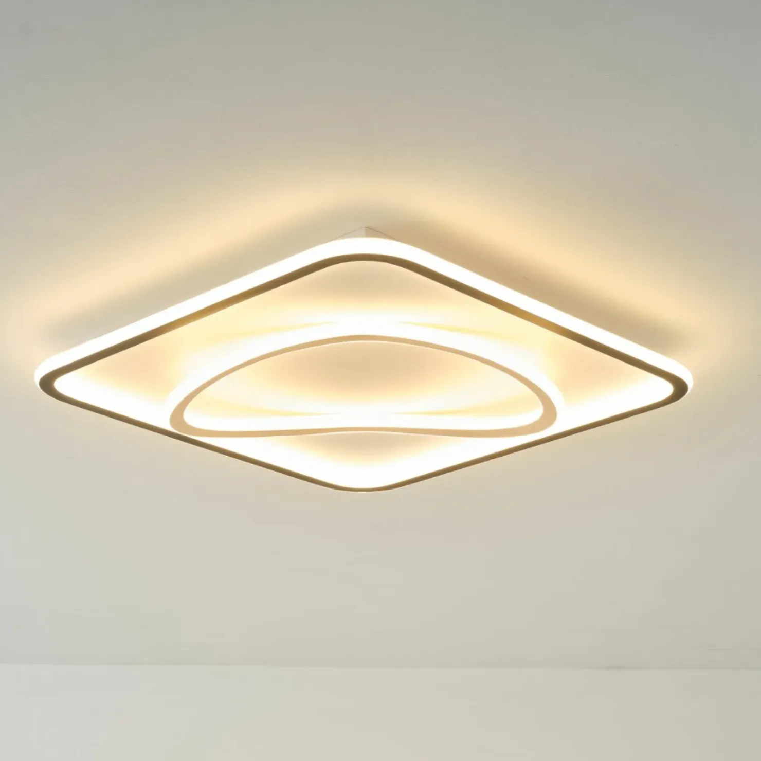 Kwadratowy plafon LED do salonu MX3889-1B-3BGT LENS | Kaja Oświetlenie*Sklep Kaja Store