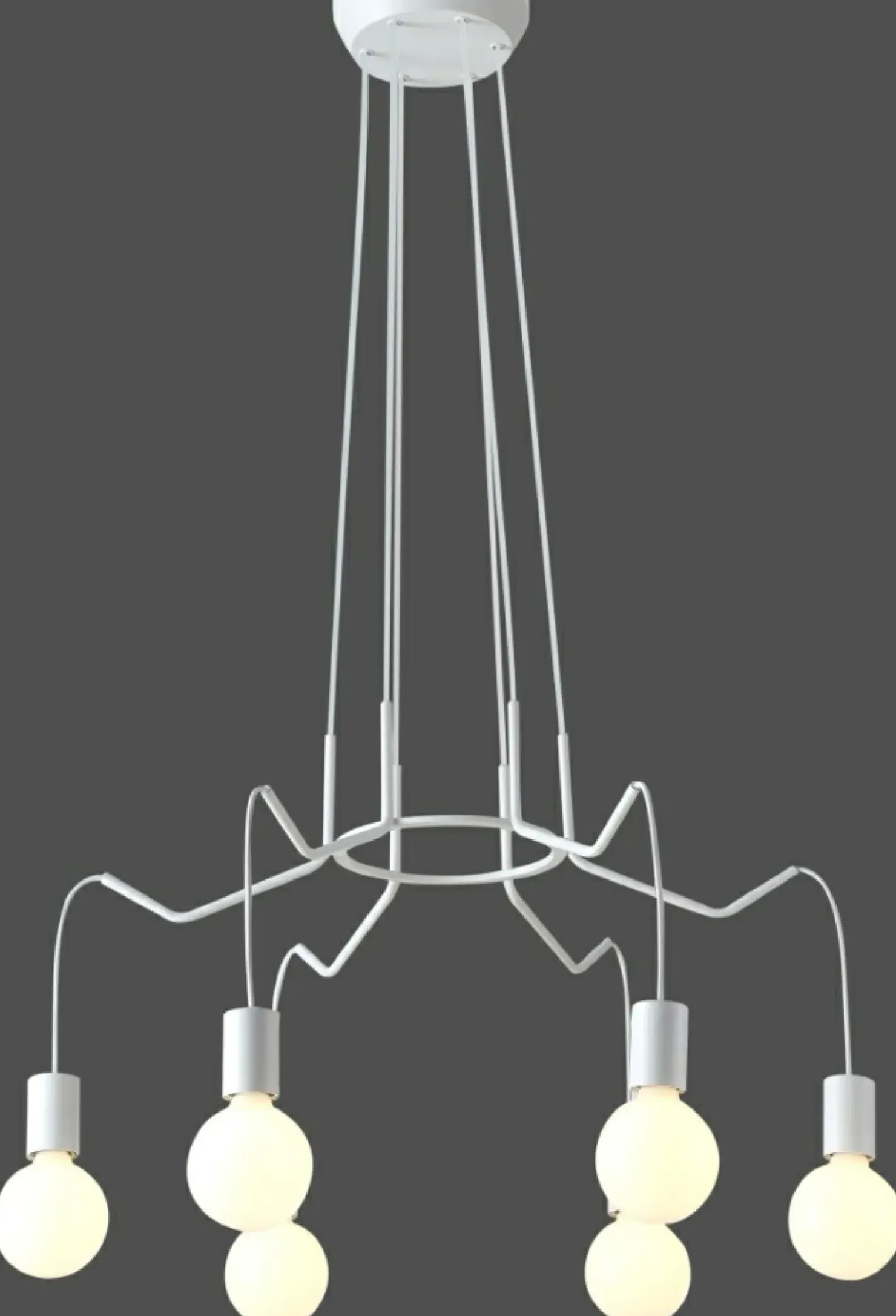 New Sklep Kaja Lampa bez kloszy, minimalistyczny żyrandol 36-71026 BASSO | Kaja białymatowy