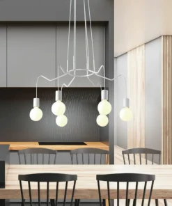 New Sklep Kaja Lampa bez kloszy, minimalistyczny żyrandol 36-71026 BASSO | Kaja białymatowy