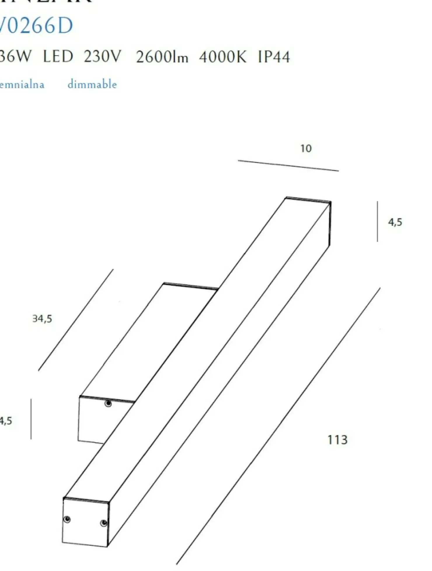 Lampa ścienna do łazienki, światło LED 113cm MX W0266 LINEAR | Kaja*Sklep Kaja Shop