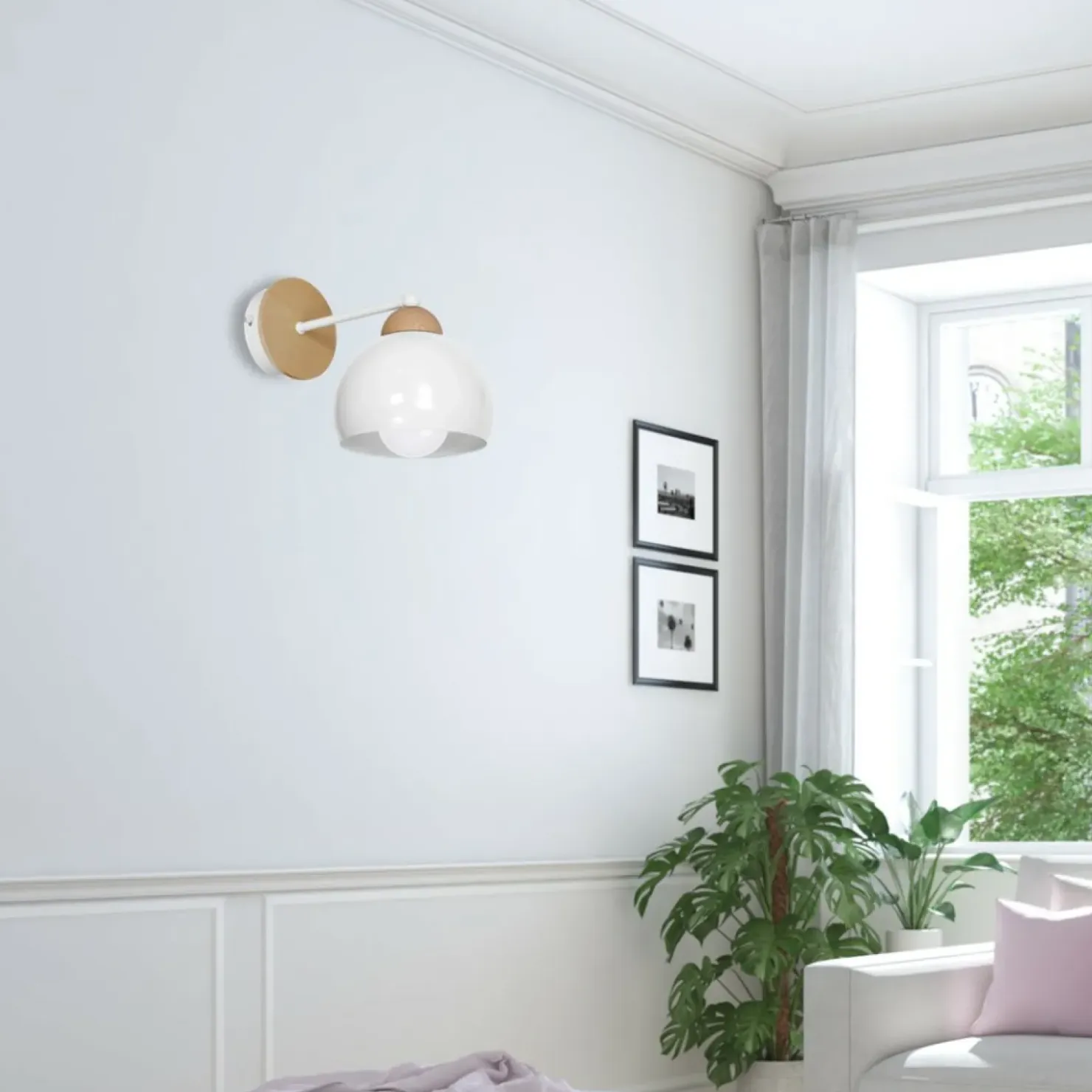 Lampa ścienna z drewnianymi elementami, do salonu MLP6420 z serii DAMA | Kaja Oś*Sklep Kaja Online