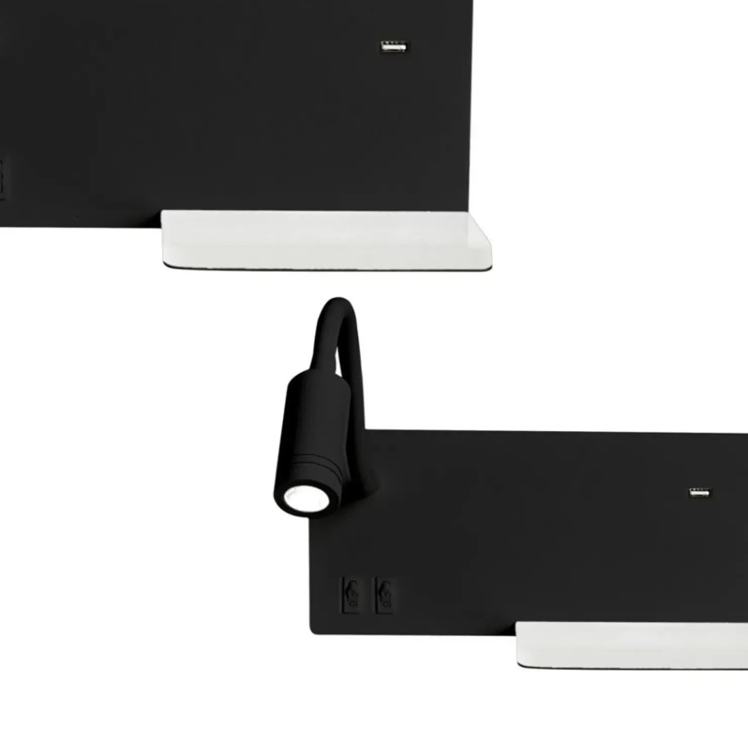 Lampa ścienna z gniazdem USB, obok łóżka ML6344 SHELF | Kaja*Sklep Kaja Fashion