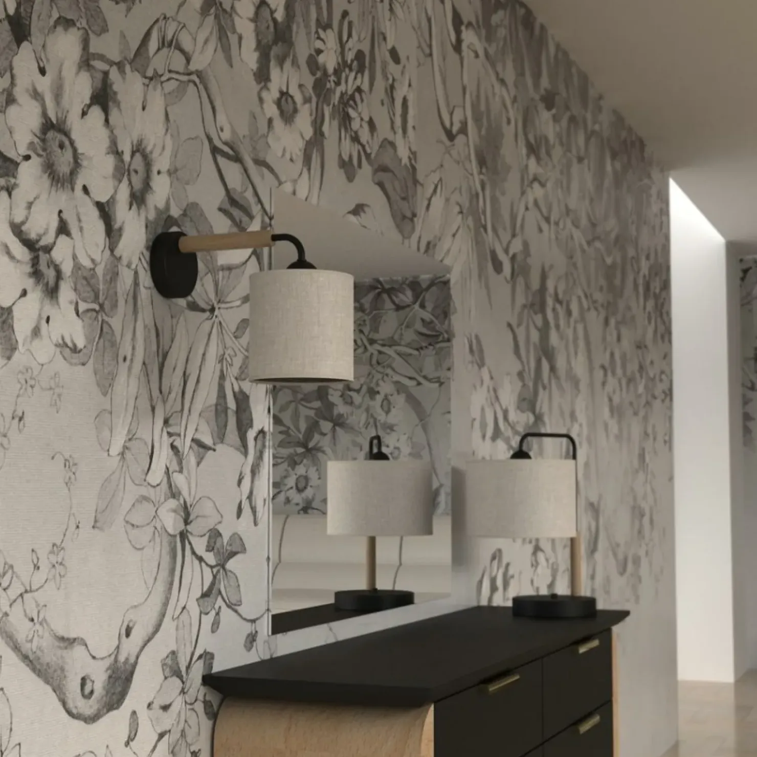 Lampa ścienna z szarym, wąskim abażurem MLP7450 z serii ATLANTA | Kaja Oświetlen*Sklep Kaja Best