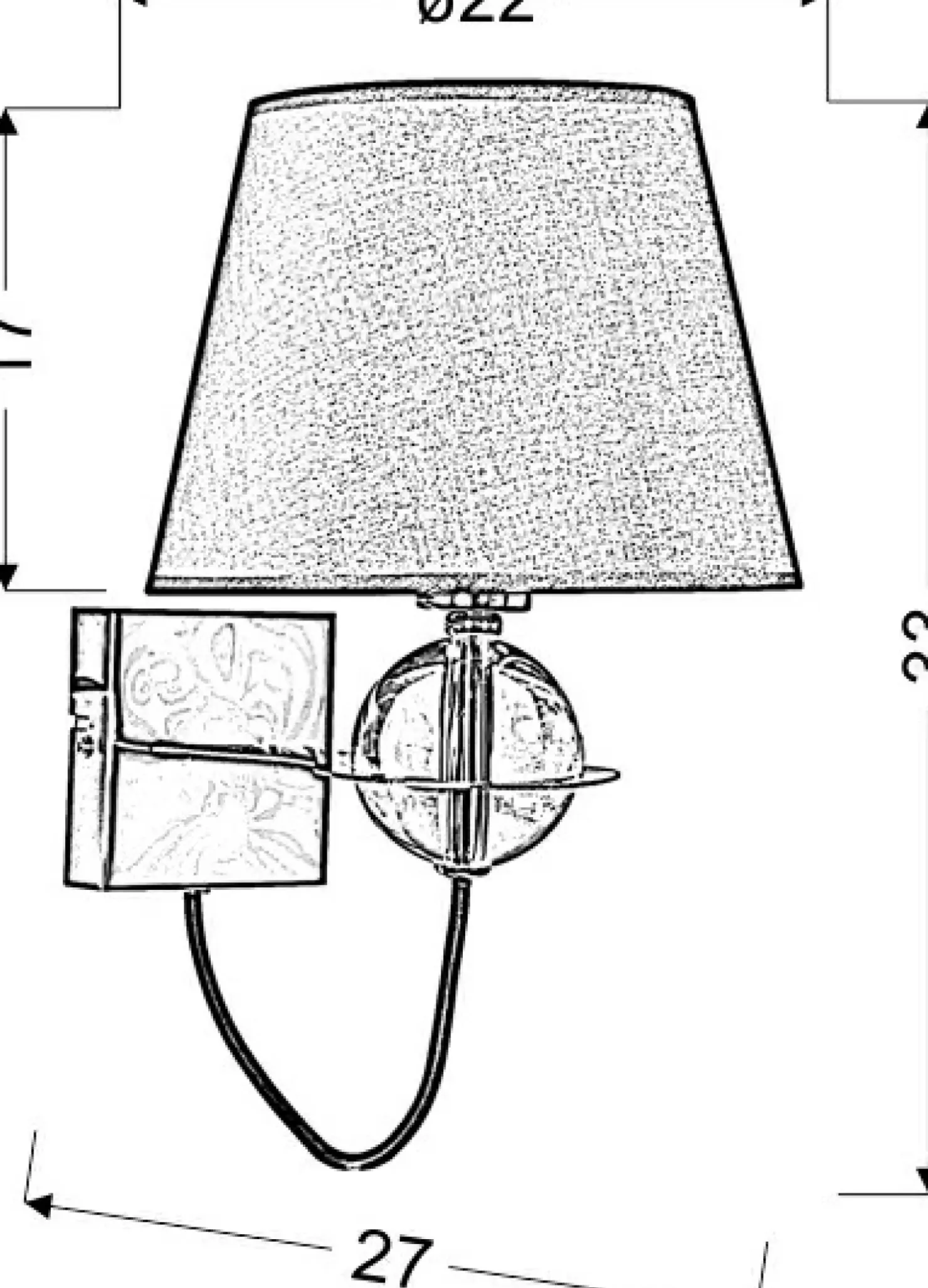 Lampa ścienna ze m abażurem 21-29522 TESORO | Kaja Oświetlenie*Sklep Kaja Cheap