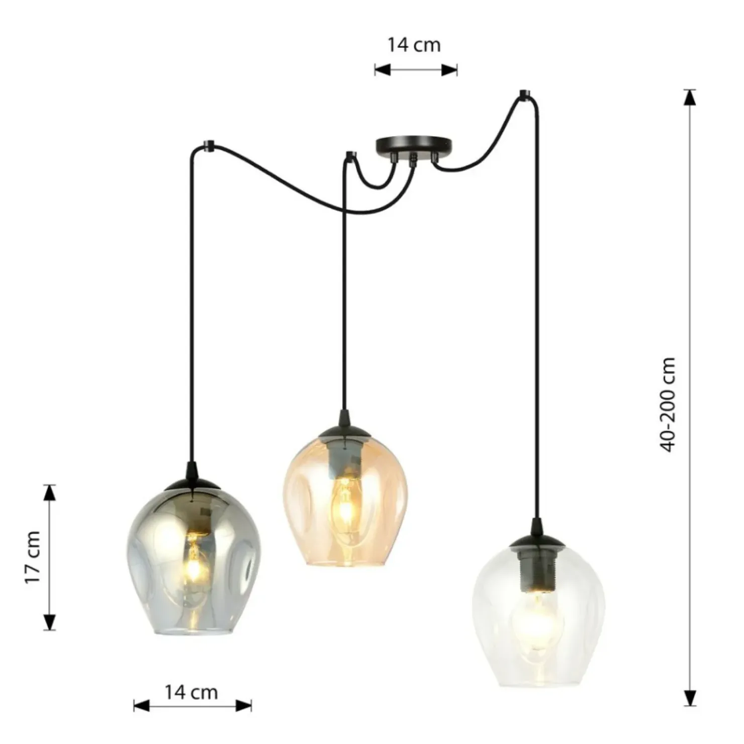 Store Sklep Kaja Lampa do podwieszania z kolorowymi kloszami 759/3 LEVEL | Kaja