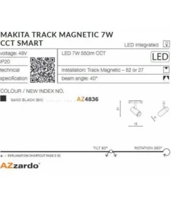 Lampa LED do szyny 7W CCT SMART AZ4836 MAKITA ALFA MAGNETIC 48V | Kaja*Sklep Kaja Clearance