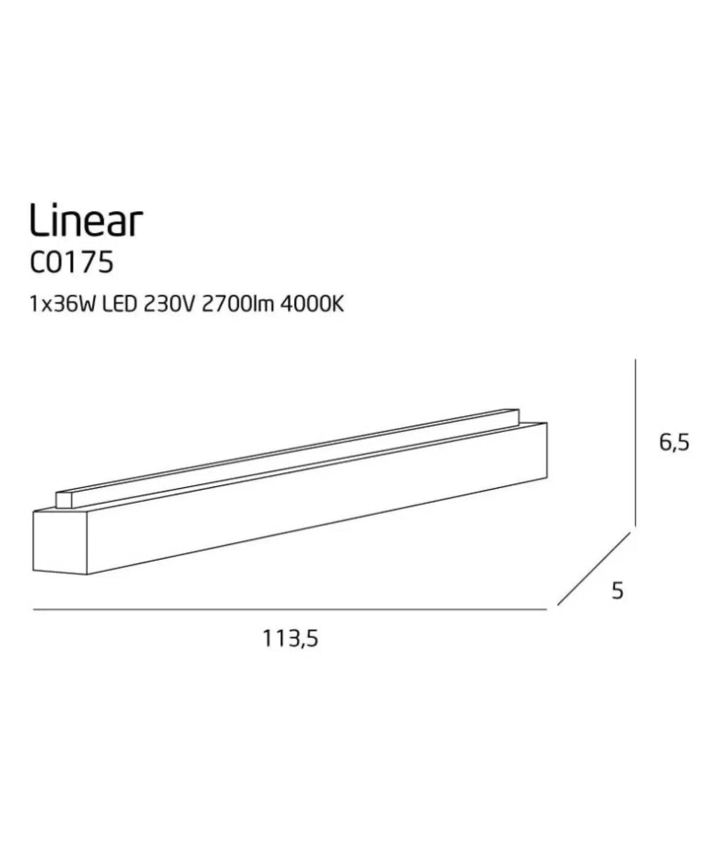Lampa listwa LED ze ściemniaczem 113,5cm MX C0175D LINEAR | Kaja*Sklep Kaja Shop