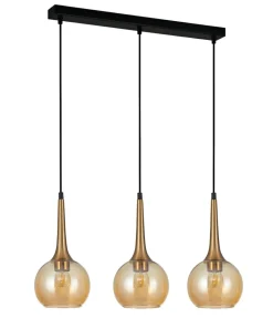 Best Sale Sklep Kaja Lampa na listwie, bursztynowe klosze PND-42361-3-BRO-AMB serii FAVERA