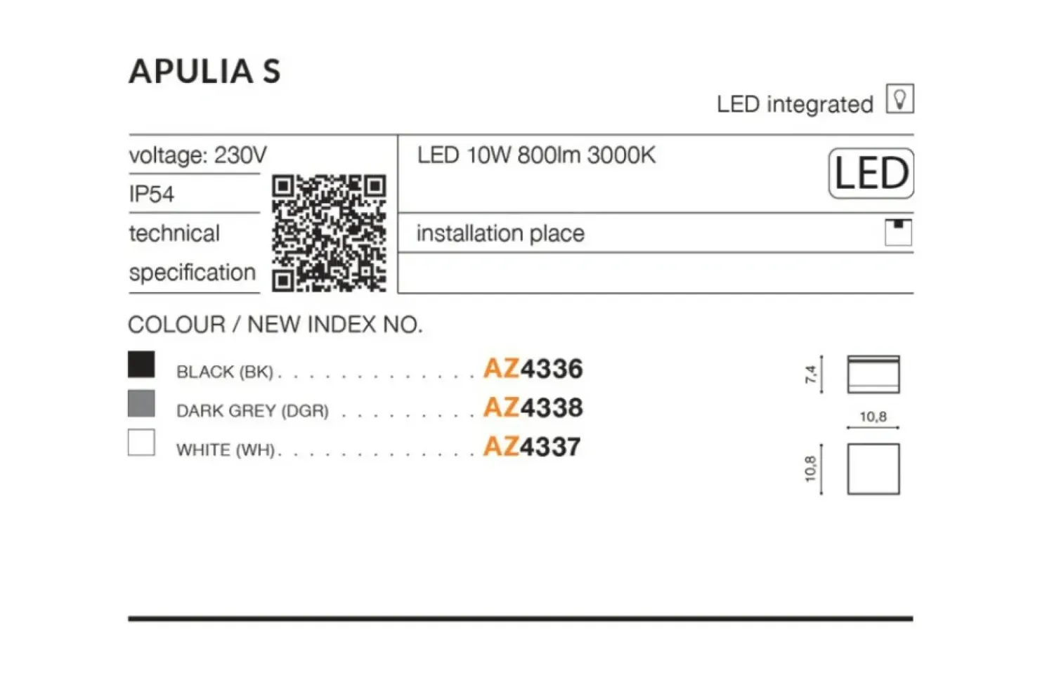 Lampa natynkowa LED zewnętrzna nad drzwi AZ4336 APULIA | Kaja*Sklep Kaja Sale