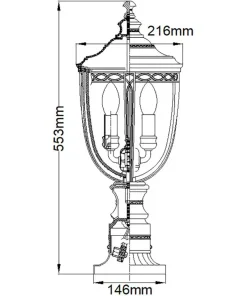 Lampa ogrodowa, na 3 żarówki FE-EB3-M-BLK z serii ENGLISH BRIDLE*Sklep Kaja Best